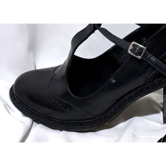 Dr Martens Karishma Brogue T Bar T Strap Heels Leather Airwair Black US 6 EU 37 - Picture 8 of 8